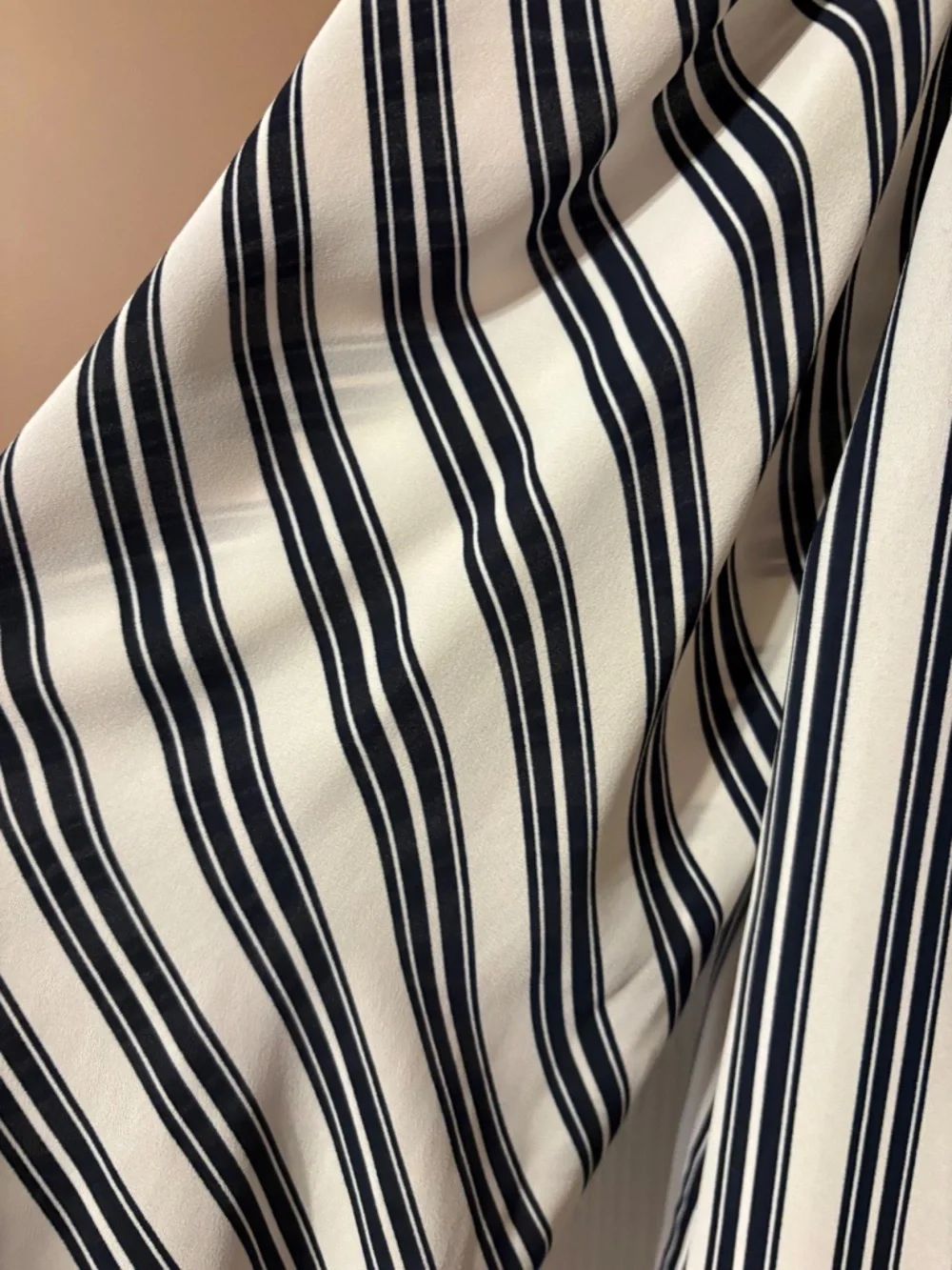 LOFT Black & White Vertical Stripe Puff Sleeve Blouse
